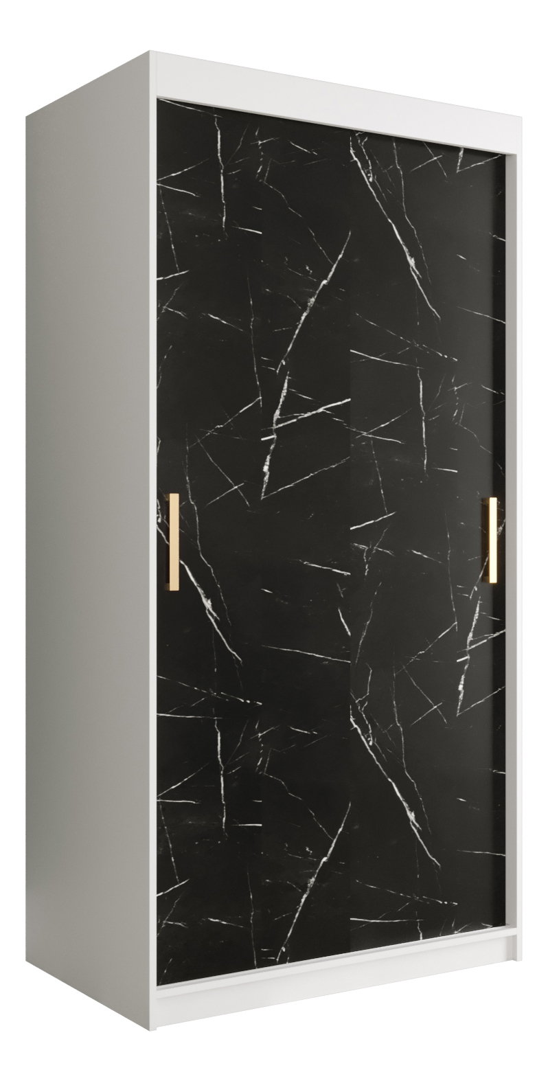 Šatní skříň 100 cm Marbelo T (matná bílá + černý mramor)