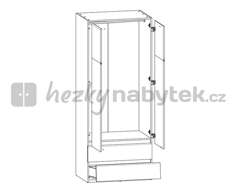 Šatní skříň BRW Academica SZF2D2S