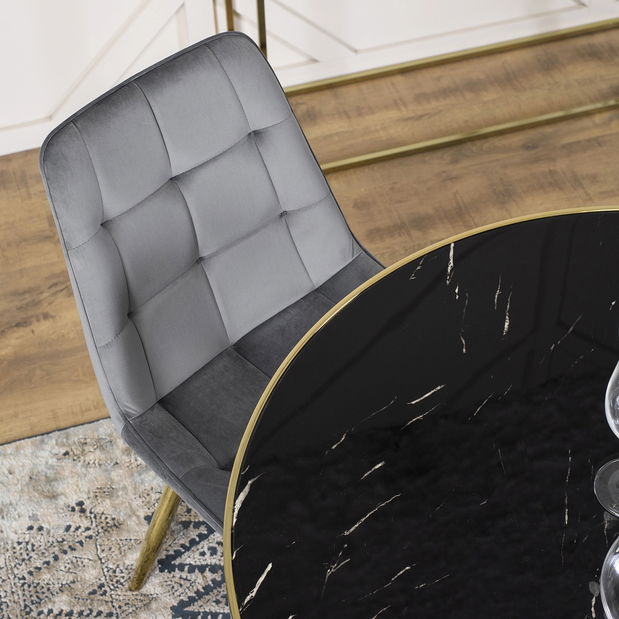 Jídelní stůl Tripulacion (mramor černý + zlatá) (pro 4 osoby)