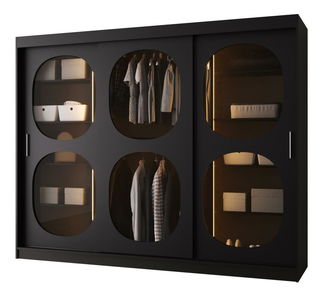 Šatní skříň 250 cm Boomer 2 (černá) (s osvětlením)