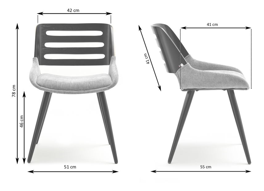 Židle Kian (černošedá + černá)