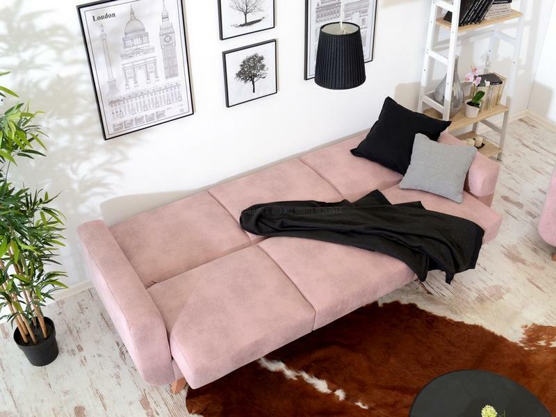 Pohovka trojsedačka Kalisz (pudrová růžová + sklo)