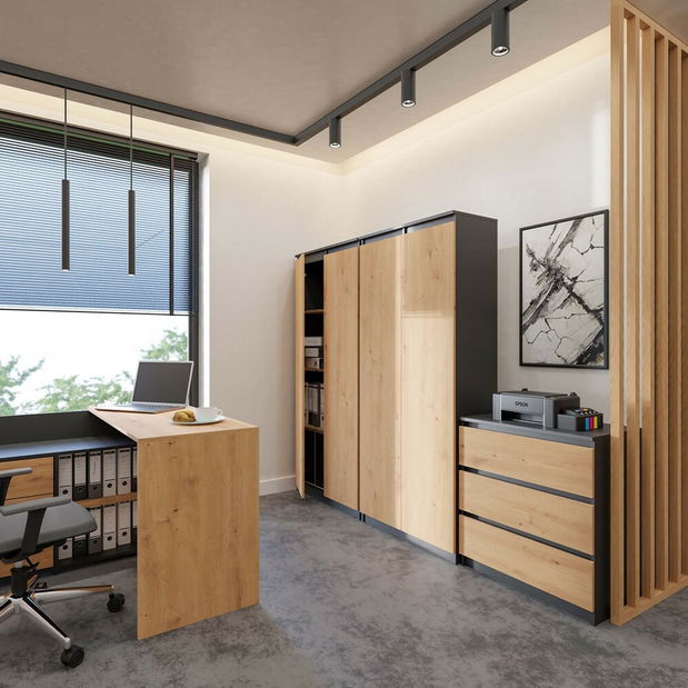 Policová skříň Respeto 1 (antracit + dub artisan)