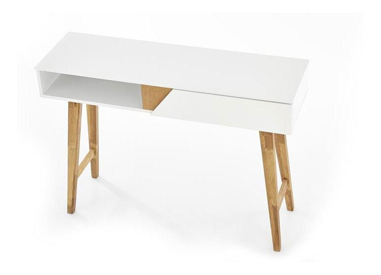 Psací stolek Karry (přírodní dřevo + bílá)