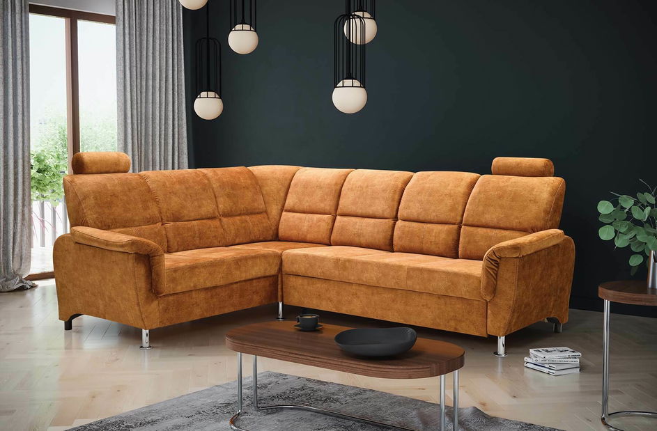 Rohová sedací souprava Dina (hořčicová) (L)