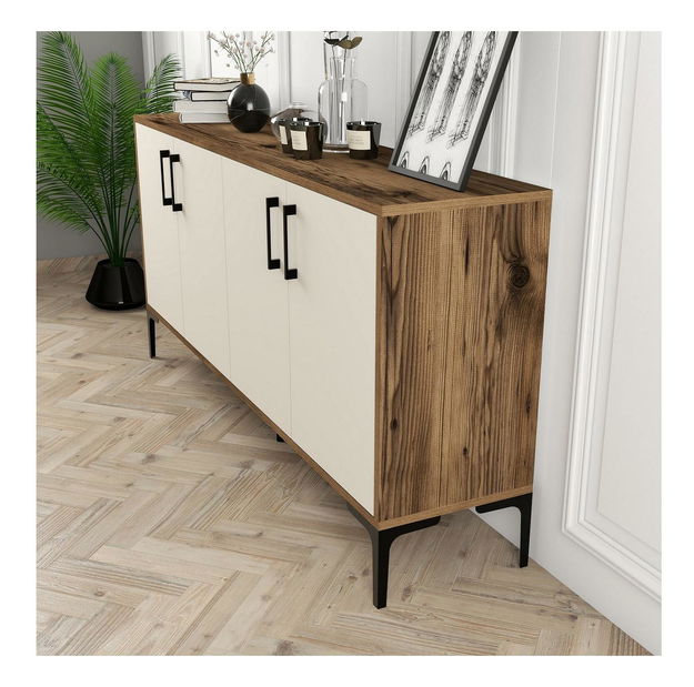 Skříňka Kim 160 (ořech + krémová)