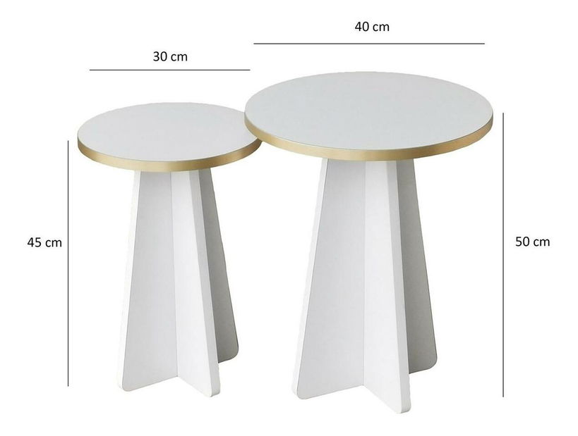 Set 2ks. konferenčních stolků Kabivo 1 (zlatá + bílá)