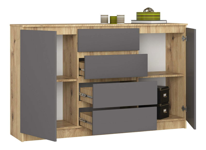 Komoda Koa (dub artisan + šedá)