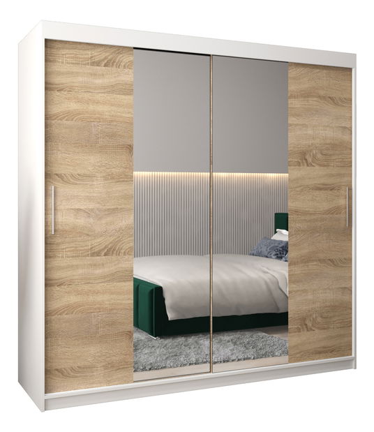 Šatní skříň 200 cm Toki 1 (Bílá matná + Dub sonoma)