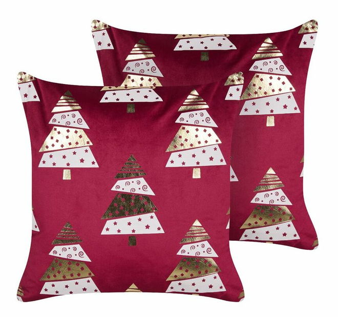 Sada 2 ozdobných polštářů 45 x 45 cm Golddy (červená)