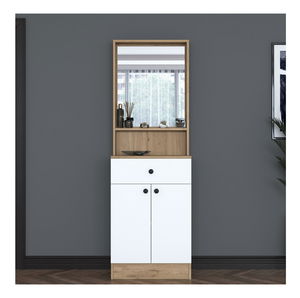 Předsíňová stěna Pixie 6 (ořech + bílá) (se zrcadlem)