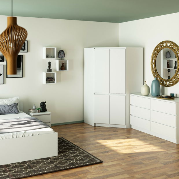 Rohová šatní skříň Sumergible (bílá)