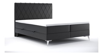 Boxspring postel 180 cm Miror (černá ekokůže) (s úložným prostorem)