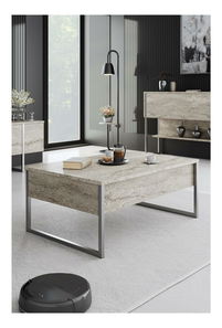Konferenční stolek Luna 1 (travertin + stříbrná)