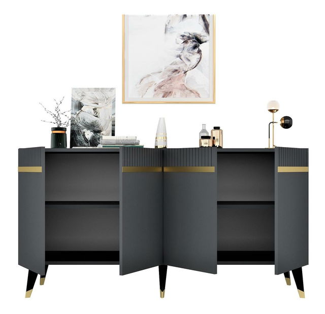 Skříňka Mekebu 2 (antracit + zlatá)