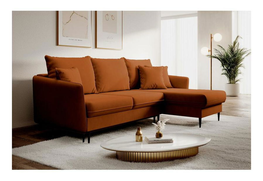 Rohová sedací souprava Vivaldio L (měděná + černá)