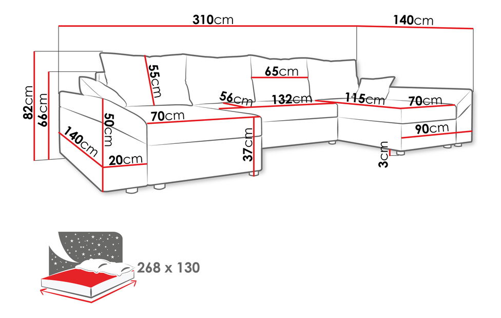 Rohová sedací souprava Poltosa U (šedá)