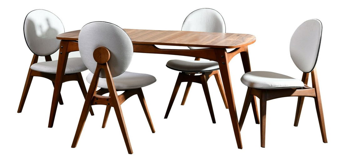 Jídelní set Toukuta (Ořech + Krémová)