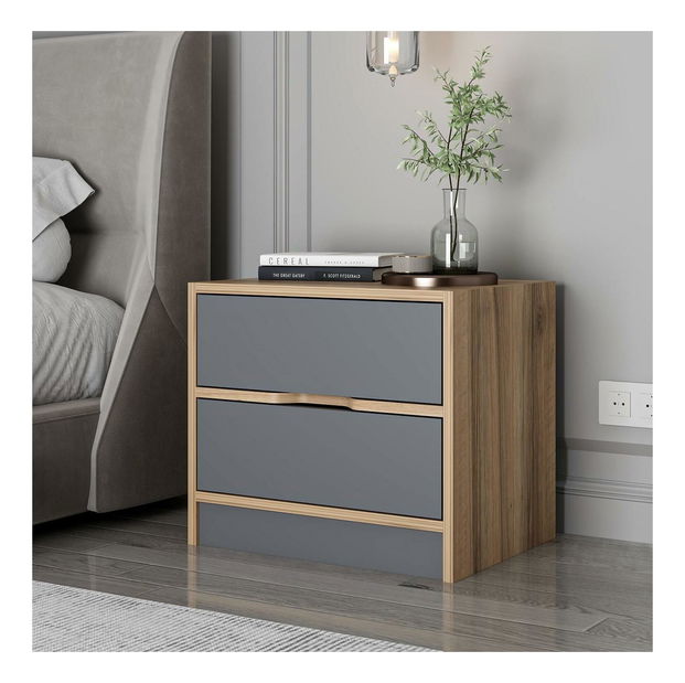 Noční stolek Erich (ořech + antracit)