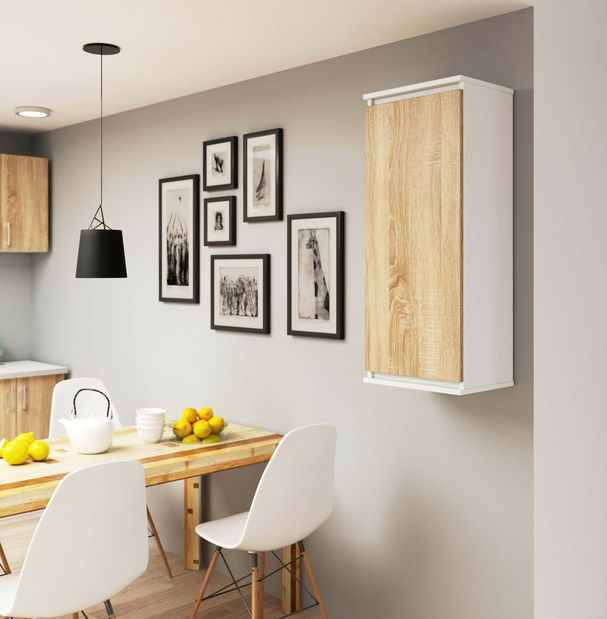 Závěsná skříňka Wren II (bílá + dub sonoma)