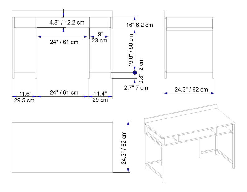 PC stolek Trude (černá + ořech)