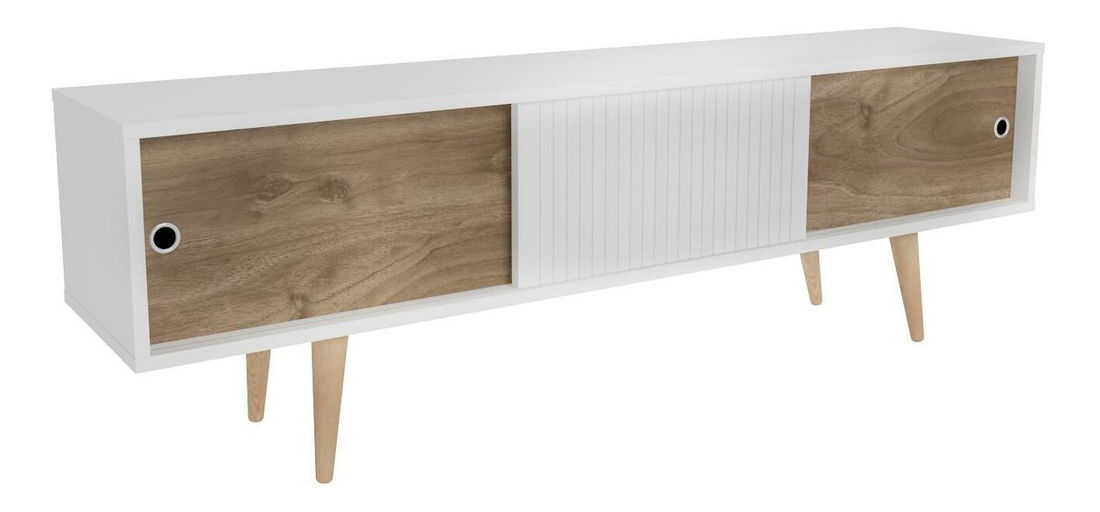 TV skříňka Ecranissa (bílá + ořech)