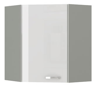 Rohová horní kuchyňská skříňka Brunea 60x60 GN-72 1F (šedá + lesk bílý)