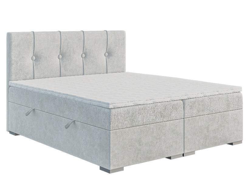 Boxspring postel 180 cm Luffy (světle šedá) (s matrací a úl. prostorem)