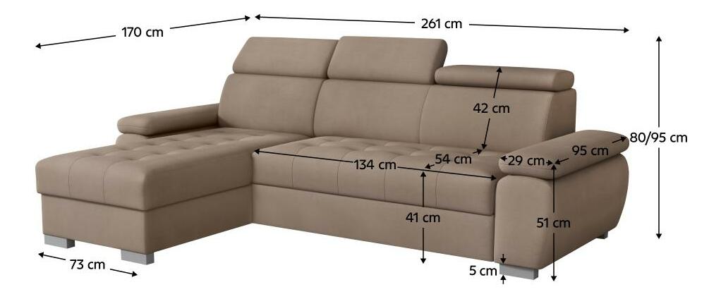 Rohová sedací souprava Sivaro (sivobéžová) (L)