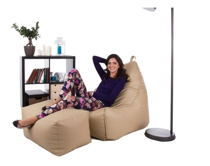 Sedací pytel s taburetkou Glory Plus XXL (béžová)