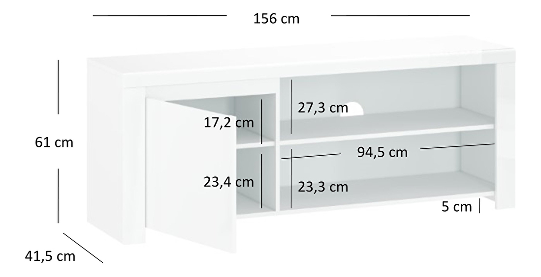 TV stolek/skříňka Leona (bílá lesklá)