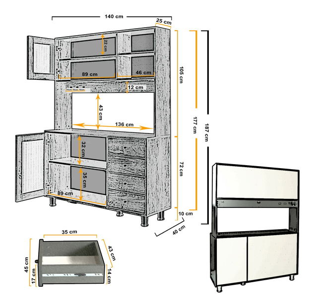 Příborník Grandene 140 (bílá)