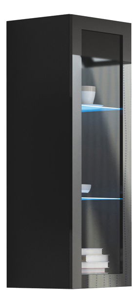 Vitrína na zeď Livo W-120 (černá + lesk černý)