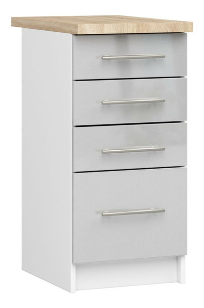 Dolní kuchyňská skříňka Ozara S40 SZ4 (bílá + metalický lesk)