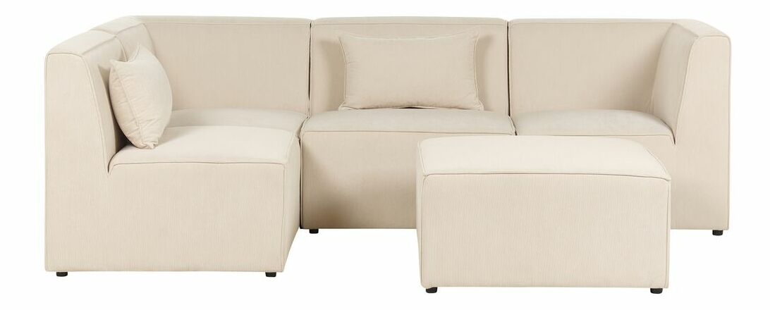 Rohová sedací souprava s taburetkou Lemia (béžový) (P)