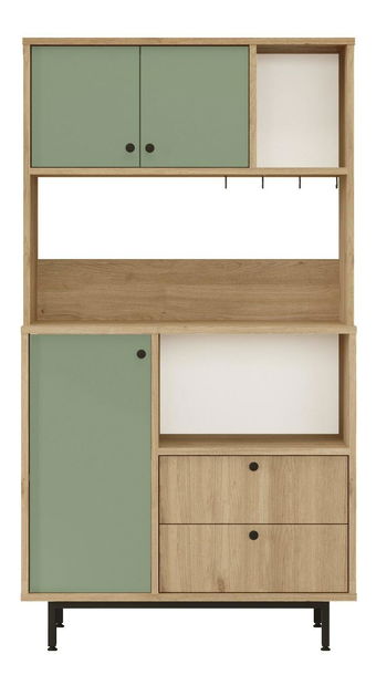 Policová skříň Rebutia 3 (dub + zelená)