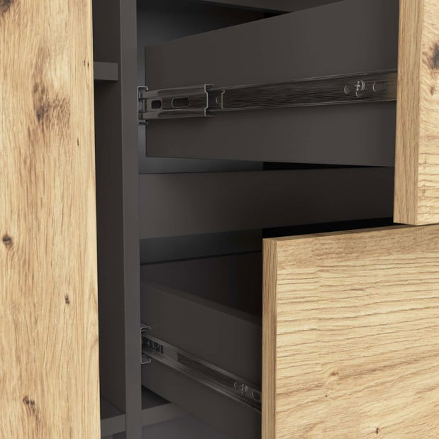 Komoda Kalista VI (šedý grafit + dub artisan)