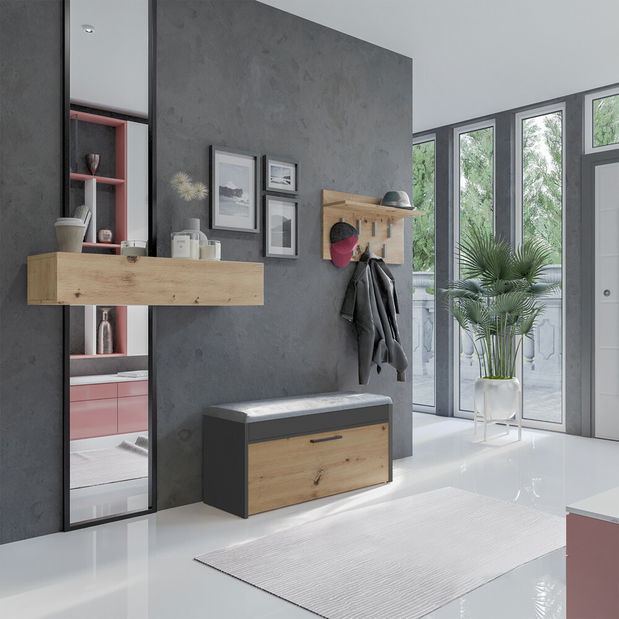 Botník (skříňka na boty) Puntuable 1 (antracit + dub artisan)