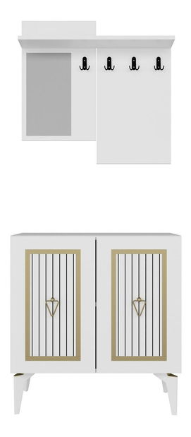 Předsíňová sestava Tideno (bílá + zlatá) *bazar