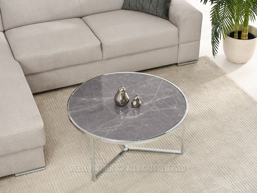 Konferenční stolek Natol (šedý mramor + chromová)