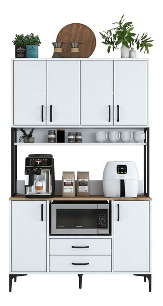 Policová skříň Jenaretta 169 (bílá + ořech)