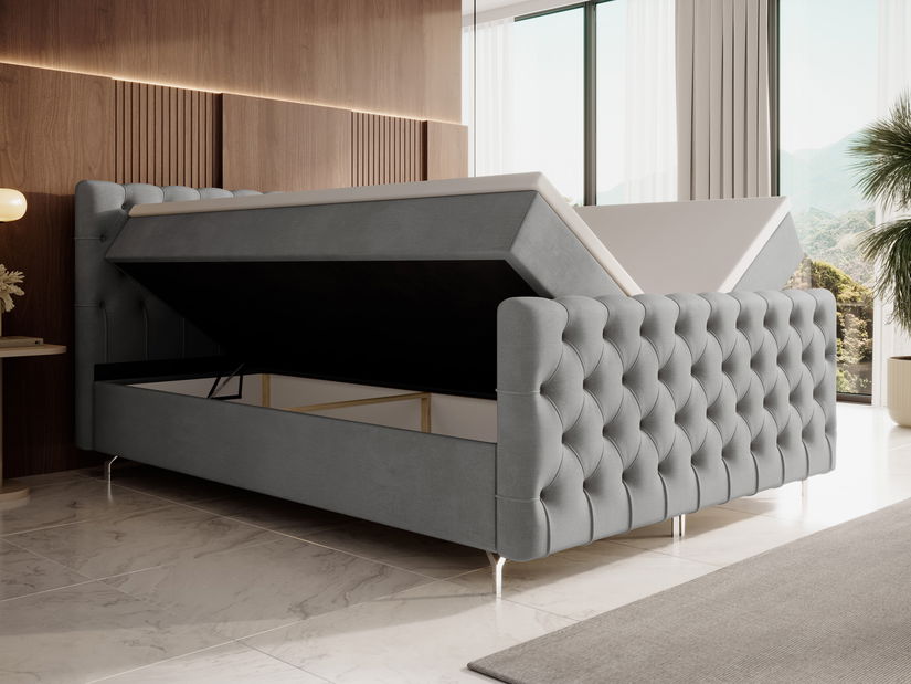 Manželská postel 180 cm Clinton Bonell (šedá) (s roštem, s úl. prostorem)