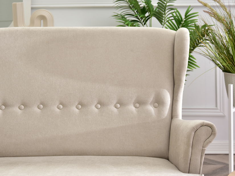 Pohovka dvousedačka ve tvaru ušák Muriera (písková + buk)