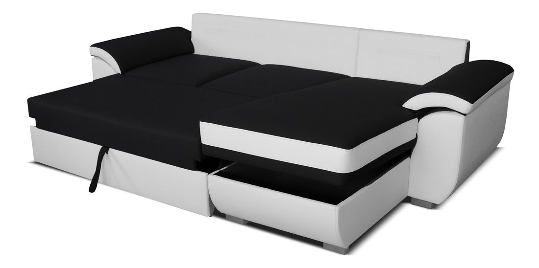 Rohová sedací souprava Lucan 2F+L (černá + bílá) (P)