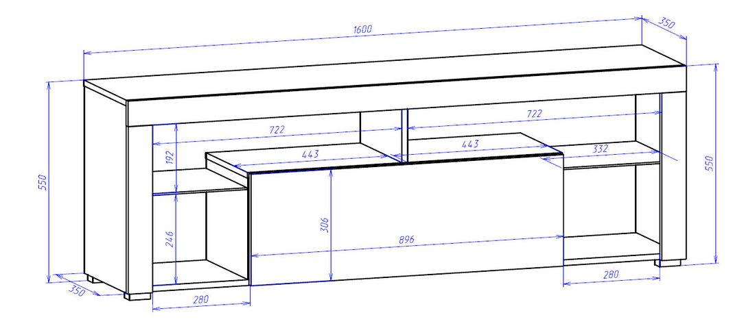 TV stolek/skříňka Everest (černý lesk + černá matná)