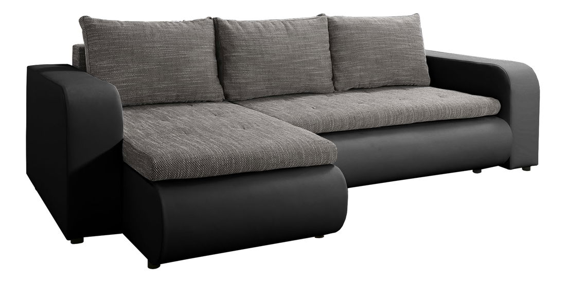 Rozkládací sedací souprava Bistran (černá + šedá) (L) 