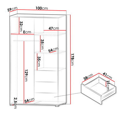 Šatní skříň se zrcadlem Alekto 2D3SZ AK13 (dub cremona) *výprodej
