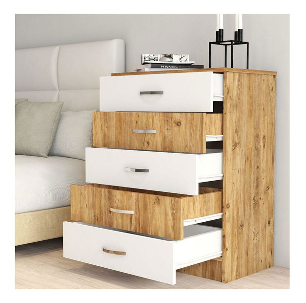 Komoda Pisulu 3 (bílá + borovice atlantická)