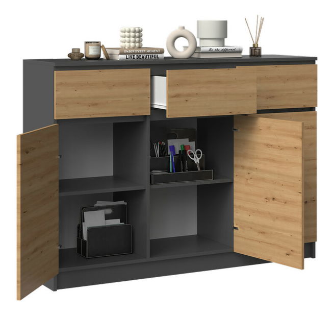 Komoda Musecalo 9 (antracit + dub artisan)