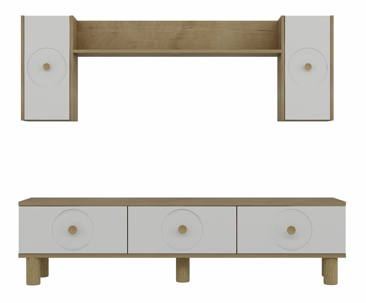 Obývací stěna Dentialo (dub + bílá)